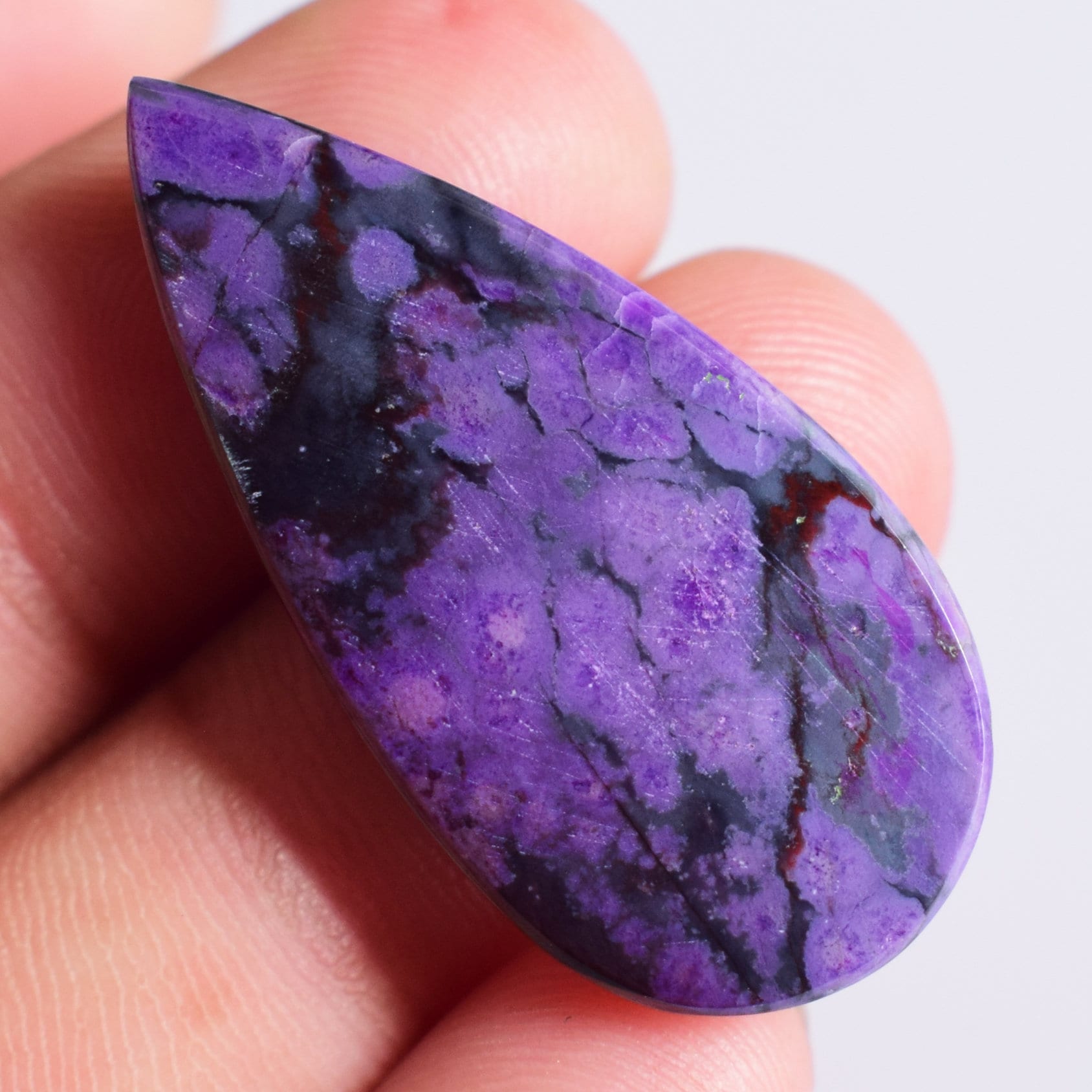 Natural Purple Sugilite Pear Cabochon, South African Crystal Gemstone