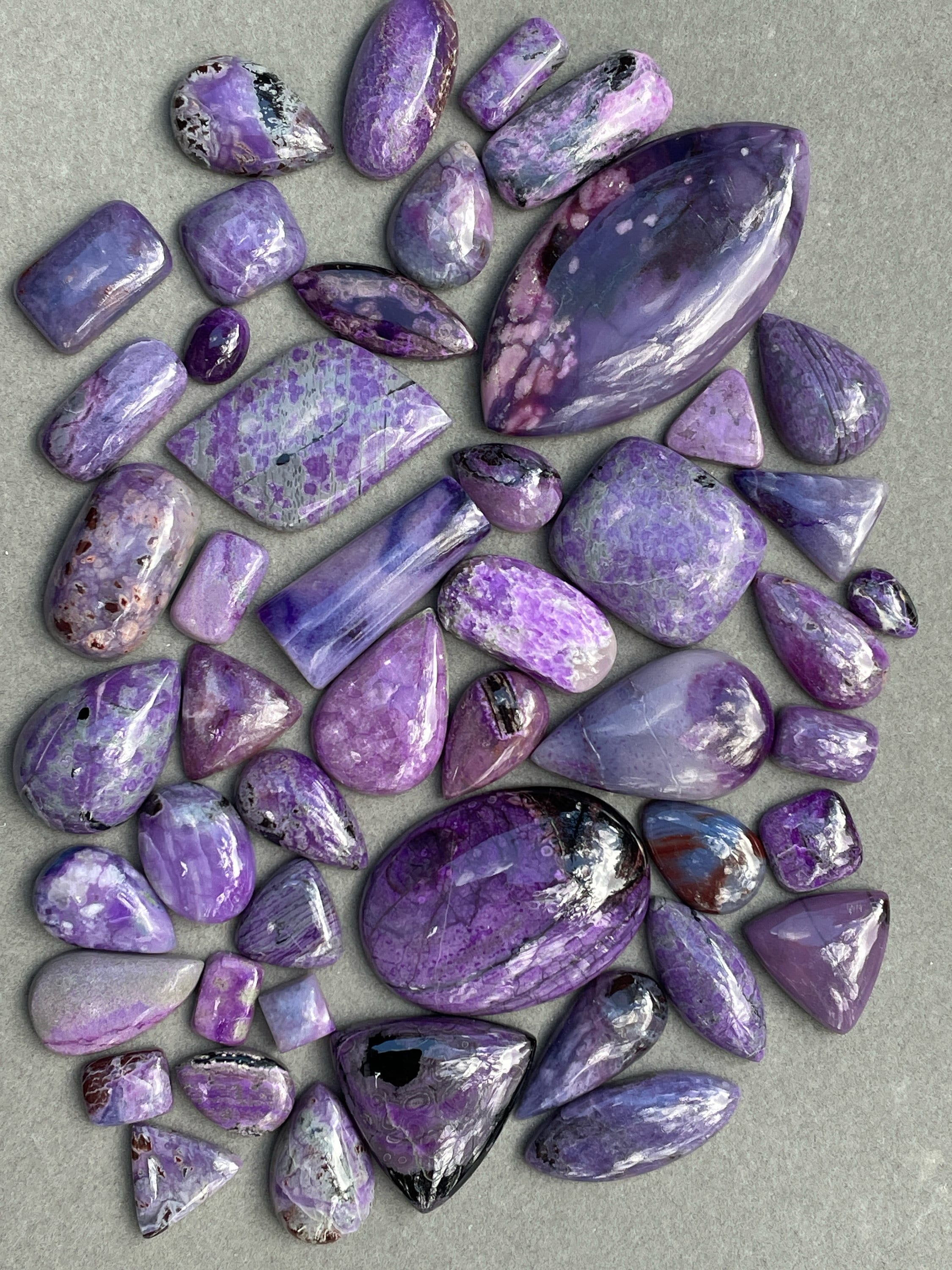 Wholesale Sugilite Cabochons 48 Pieces (450 Carats), Stunning Natural Sugilite Cabs