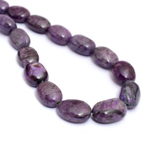 13mm-19mm Aaa+ Sugilite Smooth Oval Nuggets Beads, Natural Purple Sugilite Precious Gemstone Loose Tumbled Beads, 18inch Long