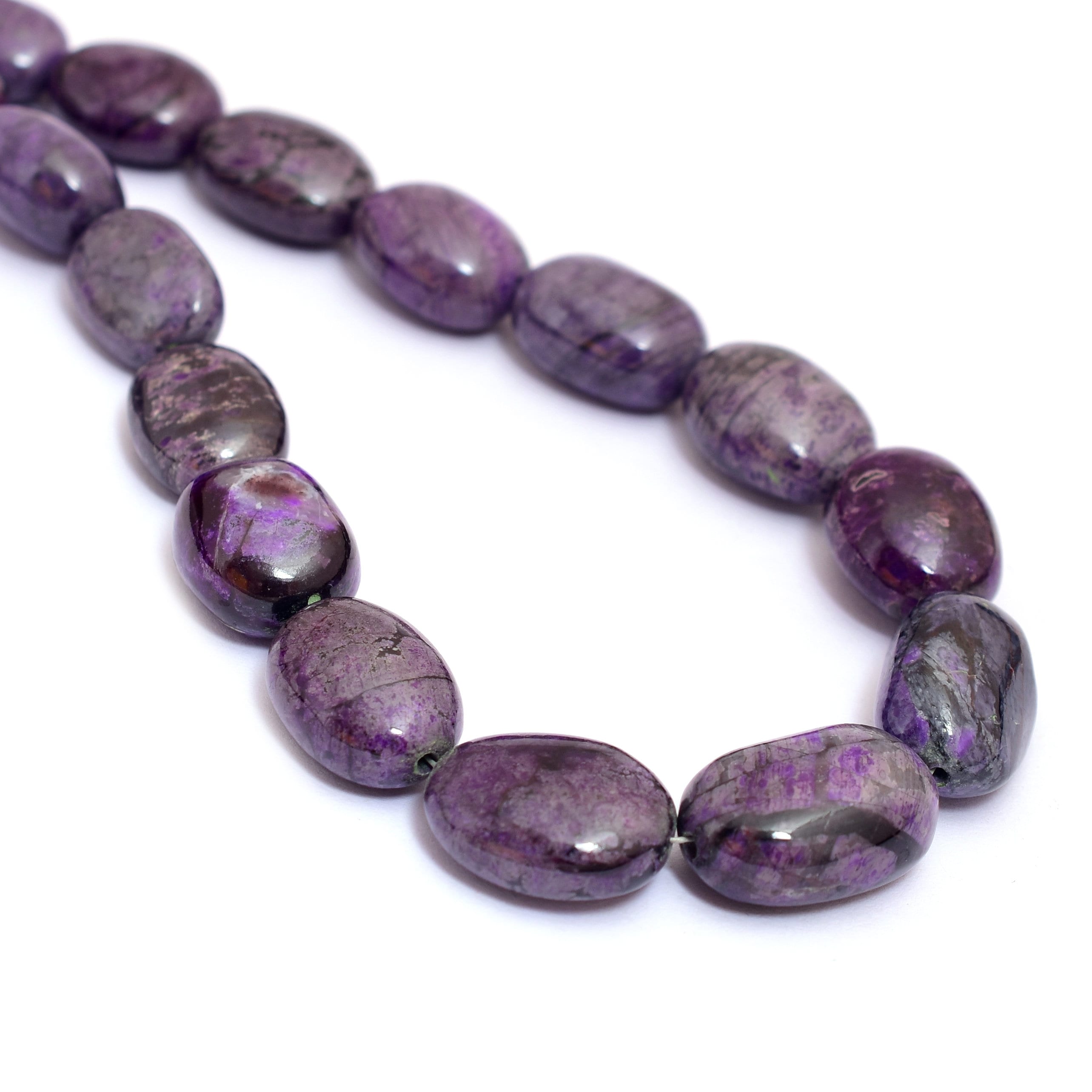 13mm-19mm Aaa+ Sugilite Smooth Oval Nuggets Beads, Natural  Purple Sugilite Precious Gemstone Loose Tumbled Beads, 18inch Long