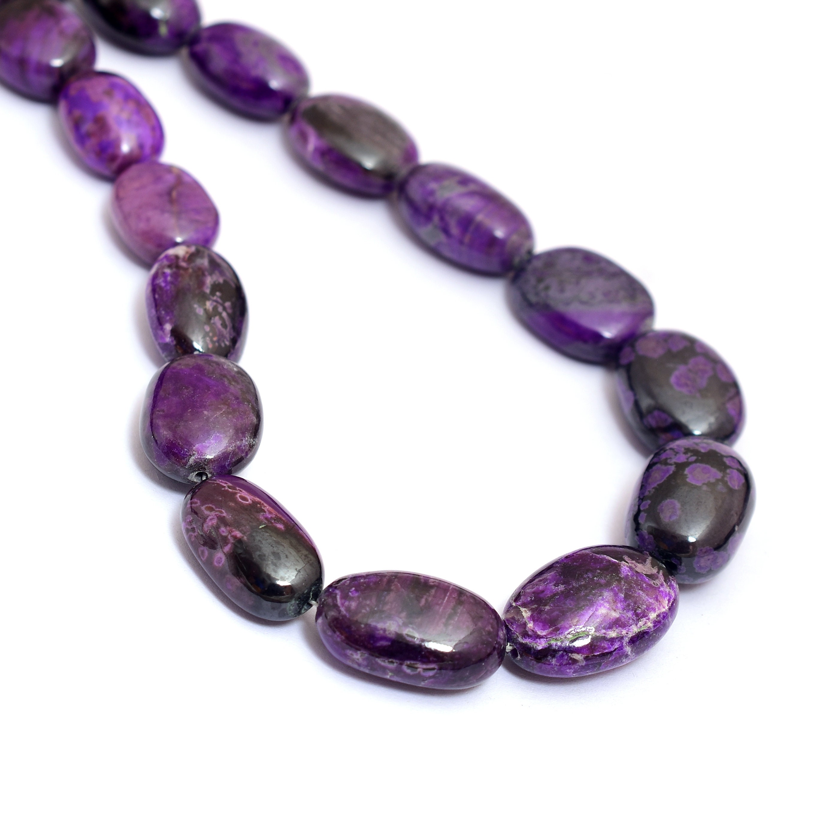 Aaa+ Dark Purple Sugilite 13mm-18mm Smooth Oval Nuggets Beads, Natural Premium Sugilite Precious Gemstone Loose Tumbled Beads For Jewelry