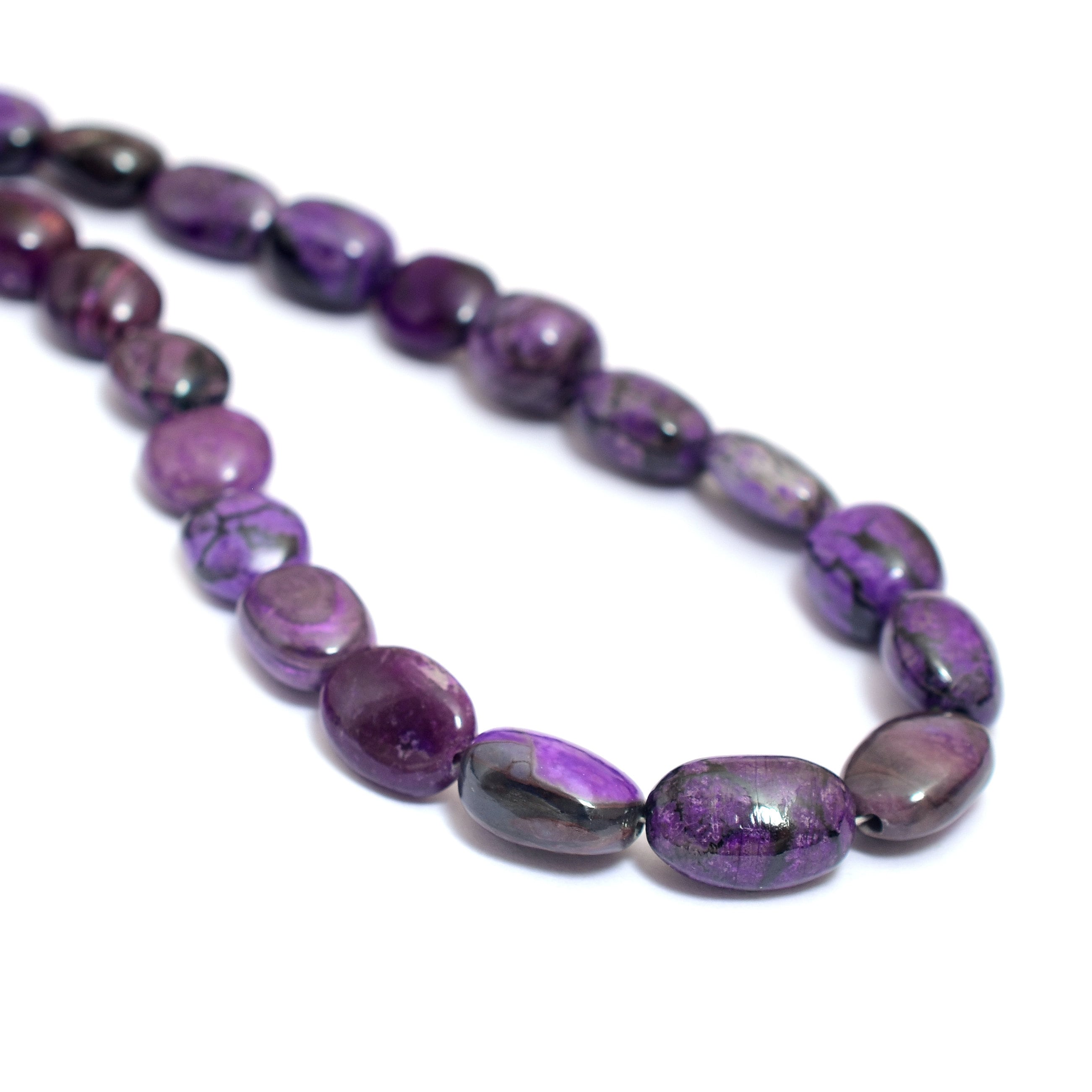 Aaa+ Dark Purple  Sugilite 8mm-12mm Smooth Oval Nuggets Beads |  Natural Premium Sugilite Precious Gemstone Loose Tumbled Beads For Jewelry