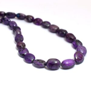 Dark Rich Purple Sugilite 9mm-14mm Smooth Oval Nuggets Beads, Natural Aaa+ Premium Sugilite Precious Gemstone Loose Tumbled Beads