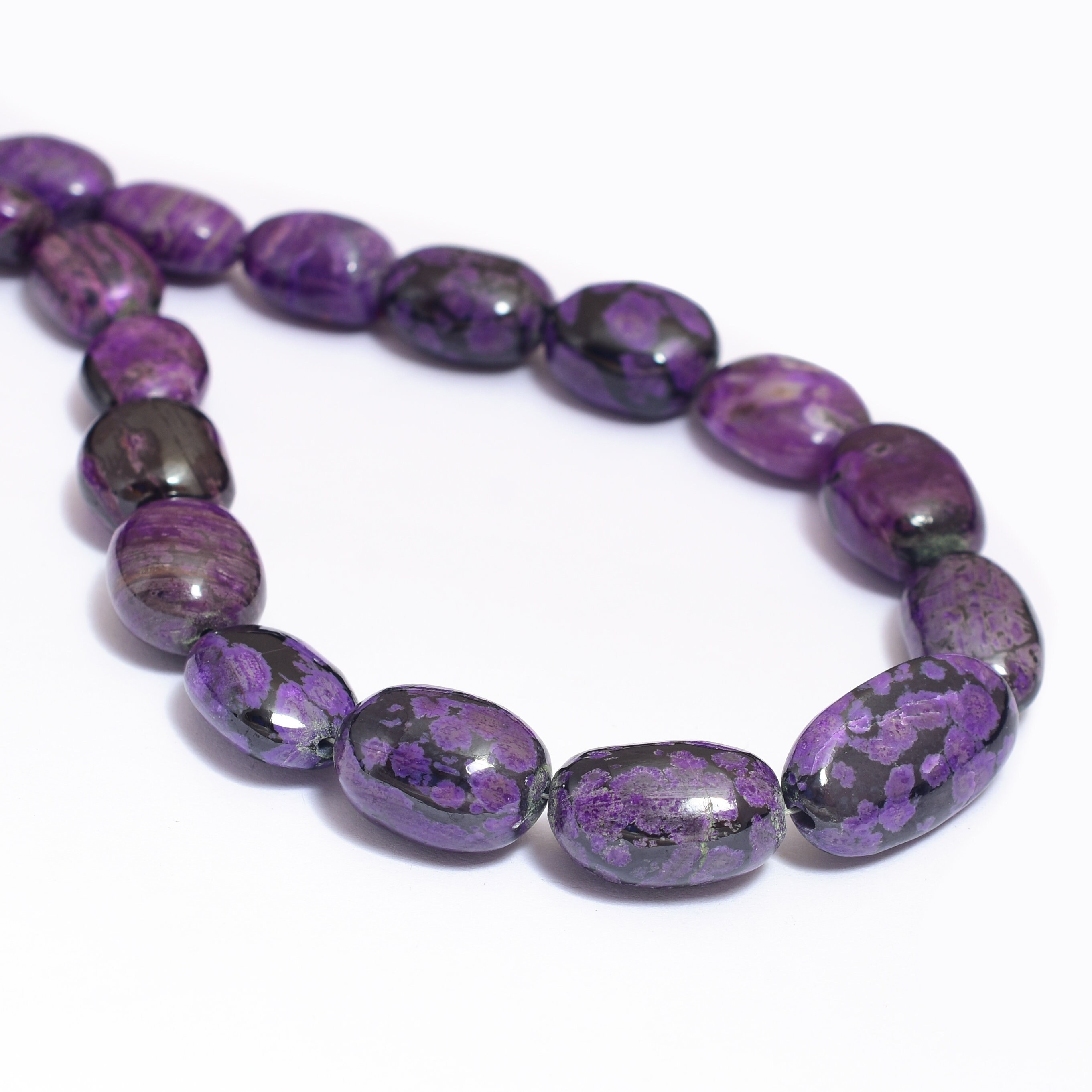 Dark Rich Purple  Sugilite 12mm-20mm Smooth Oval Nuggets Beads,  Natural Aaa+ Premium Sugilite Precious Gemstone Loose Tumbled Beads