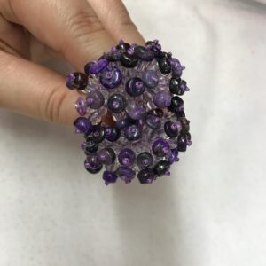 Natural Sugilite 5-8mm Chips With 3mm 4mm Clear Crystal Beads Nylon Cord Weave Handmade Flower-Shape Ring  ---1pc