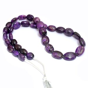 Natural Aaa+ Sugilite 11mm-18mm Smooth Oval Nuggets Beads, Dark Purple Rich Sugilite Precious Gemstone Loose Tumbled Beads, 18" Strand