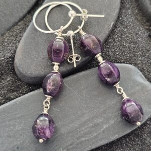 Sugilite And Sterling Silver Post Earrings