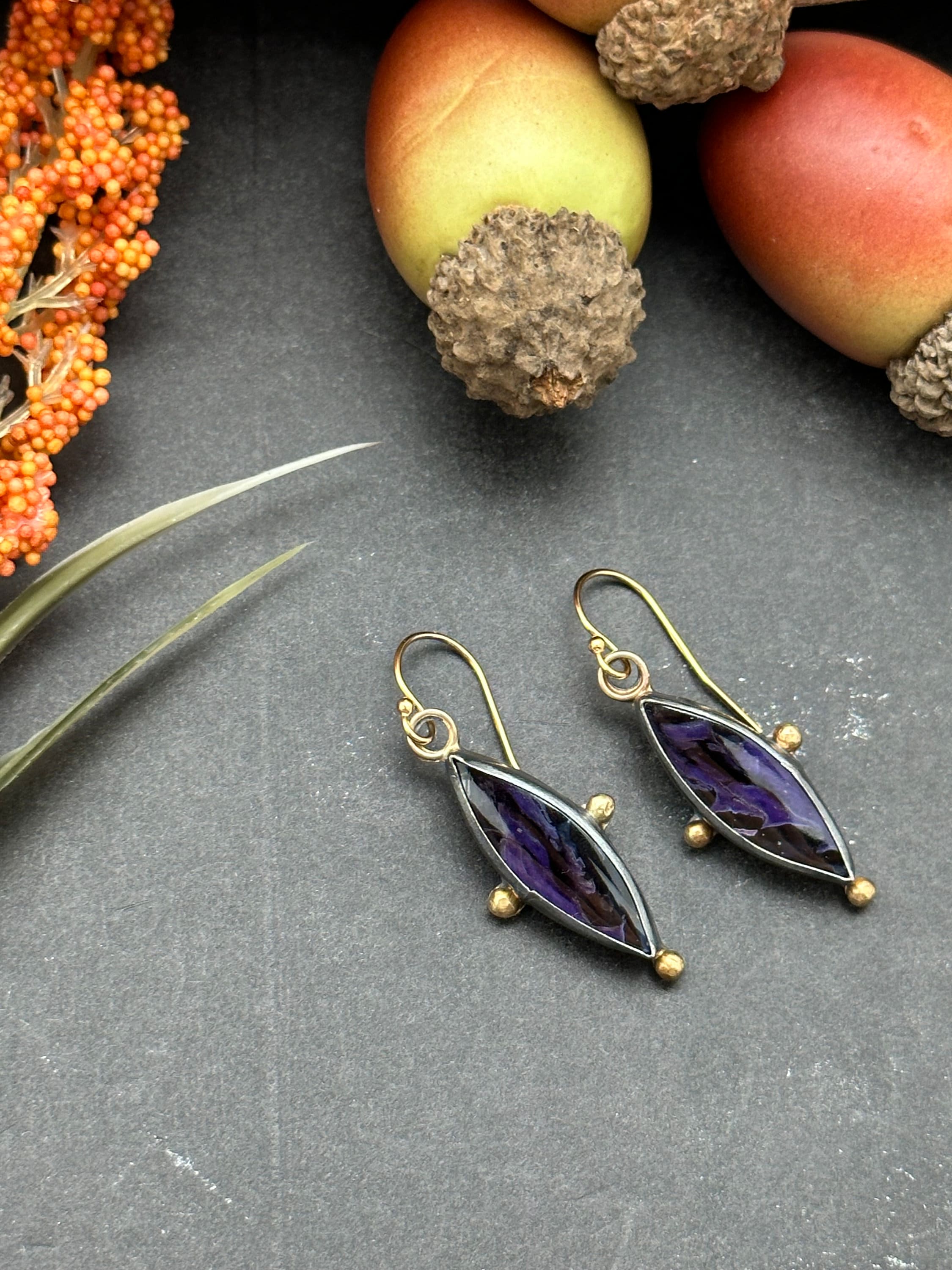 Dainty Sugilite Artisan Earrings