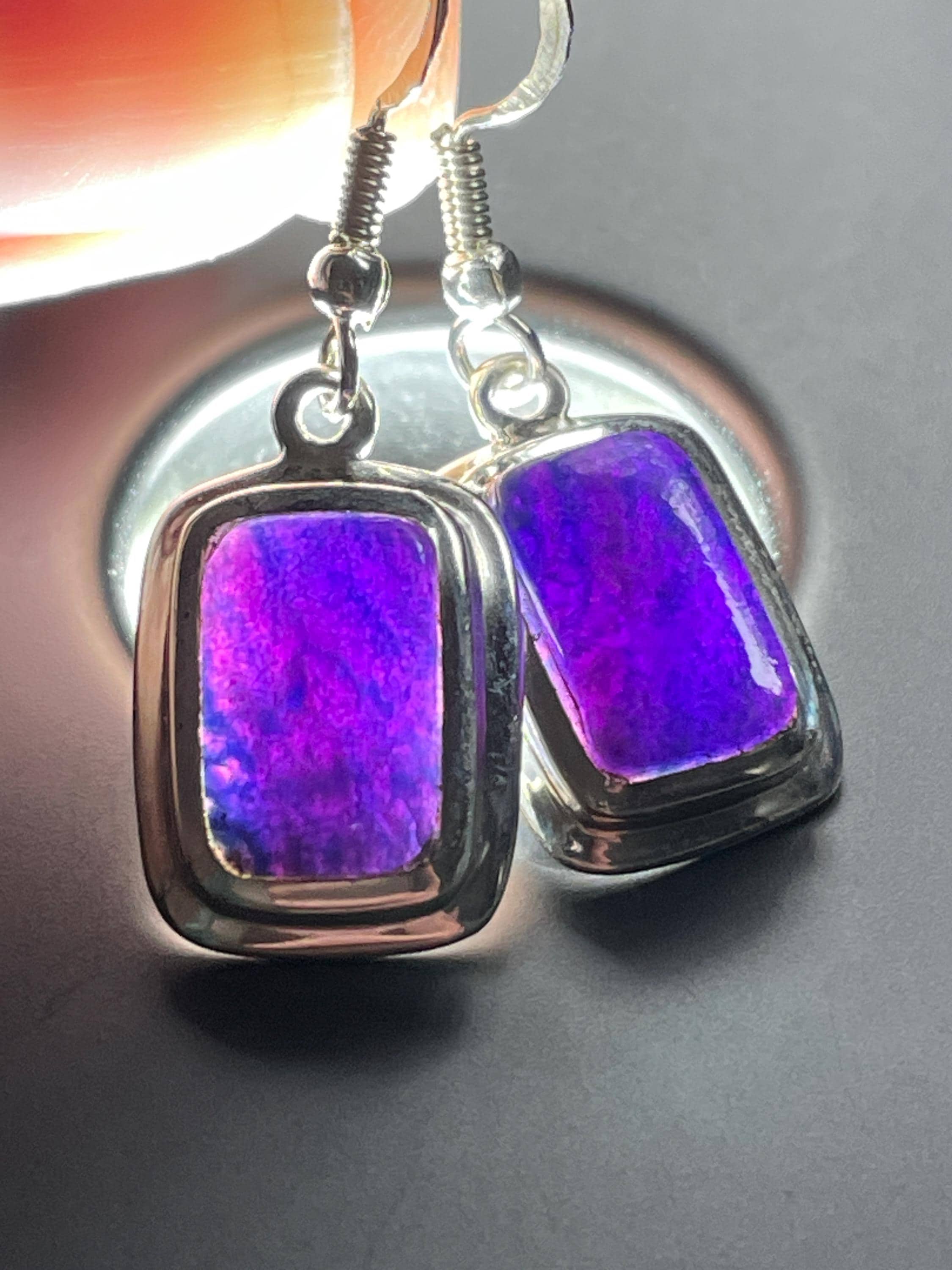 Gel Sugilite Earrings - High Grade Natural Stone - Glowing Purple & Blue! - Handmade With Solid Sterling Silver - Healing Crystal Love