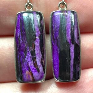 Sugilite Earrings - Stripes! Amazing High Grade Natural Sugilite - Bright Purple And Black - Handmade With Solid Sterling Silver