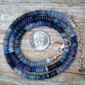 Blue Sugilite Necklace - Sterling Silver, Graduated Rondelle Beads