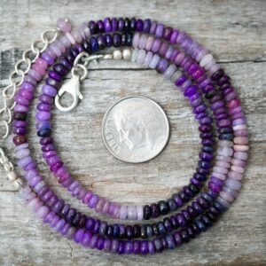 Purple Sugilite Necklace: Graduated Bead Strand, Sterling Silver