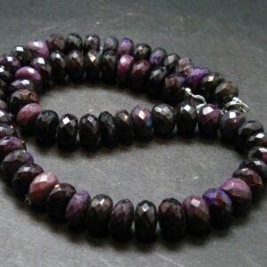 Purple Sugilite Rondelle Faceted Beads Necklace From South Africa - 17" - 79.60 Grams