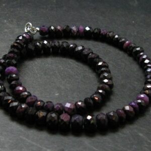 Purple Sugilite Rondelle Faceted Beads Necklace From South Africa - 17" - 34.09 Gram