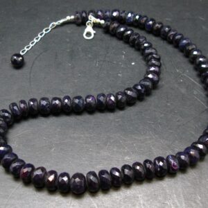 Purple Sugilite Rondelle Faceted Beads Necklace From South Africa - 19" - 48.64 Grams