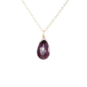 Sugilite necklace - purple stone necklace - cyclosilicate necklace - a drop of purple sugilite wire wrapped onto a 14k gold filled chain Sugilite necklace - purple stone necklace - cyclosilicate necklace - a drop of purple sugilite wire wrapped onto a 14k gold filled chain