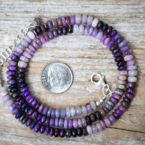 Sugilite Necklace - Sterling Silver Purple Rondelle Bead, 18 Inch