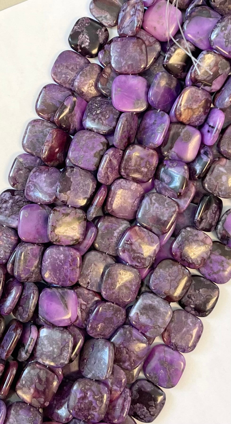 Sugilite 20x20x6mm Flat Square Natural Gemstone Beads -15.5 Inch Strand