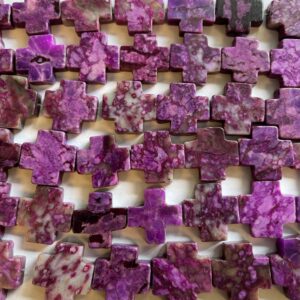 Sugilite 25x6mm Flat Cross Gemstone Beads-~ -7 Inch strand--8 beads