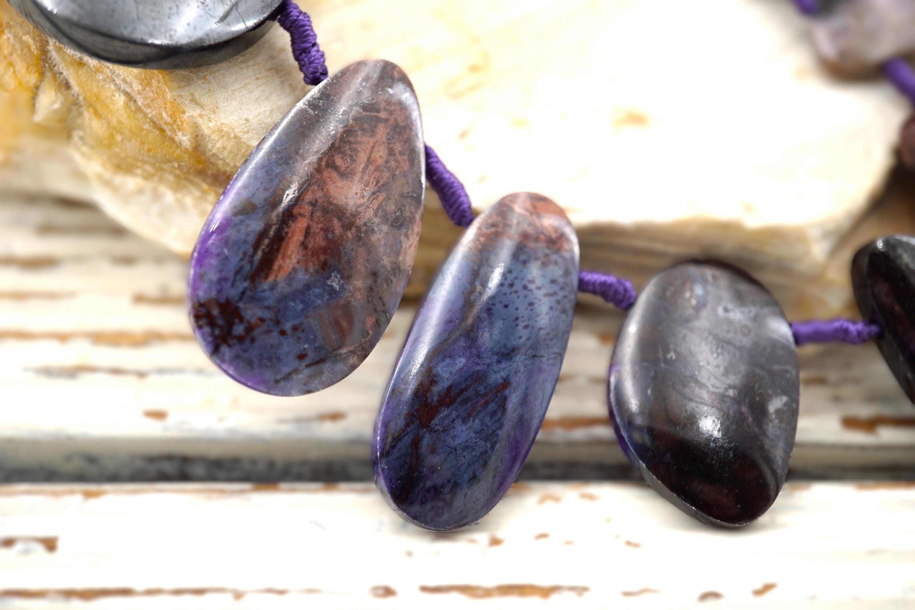 Sugilite Freeform Beads 13.5-18.5mm (etb01412) Rare Stone/healing Power/vintage Jewelry/gemstone Necklace
