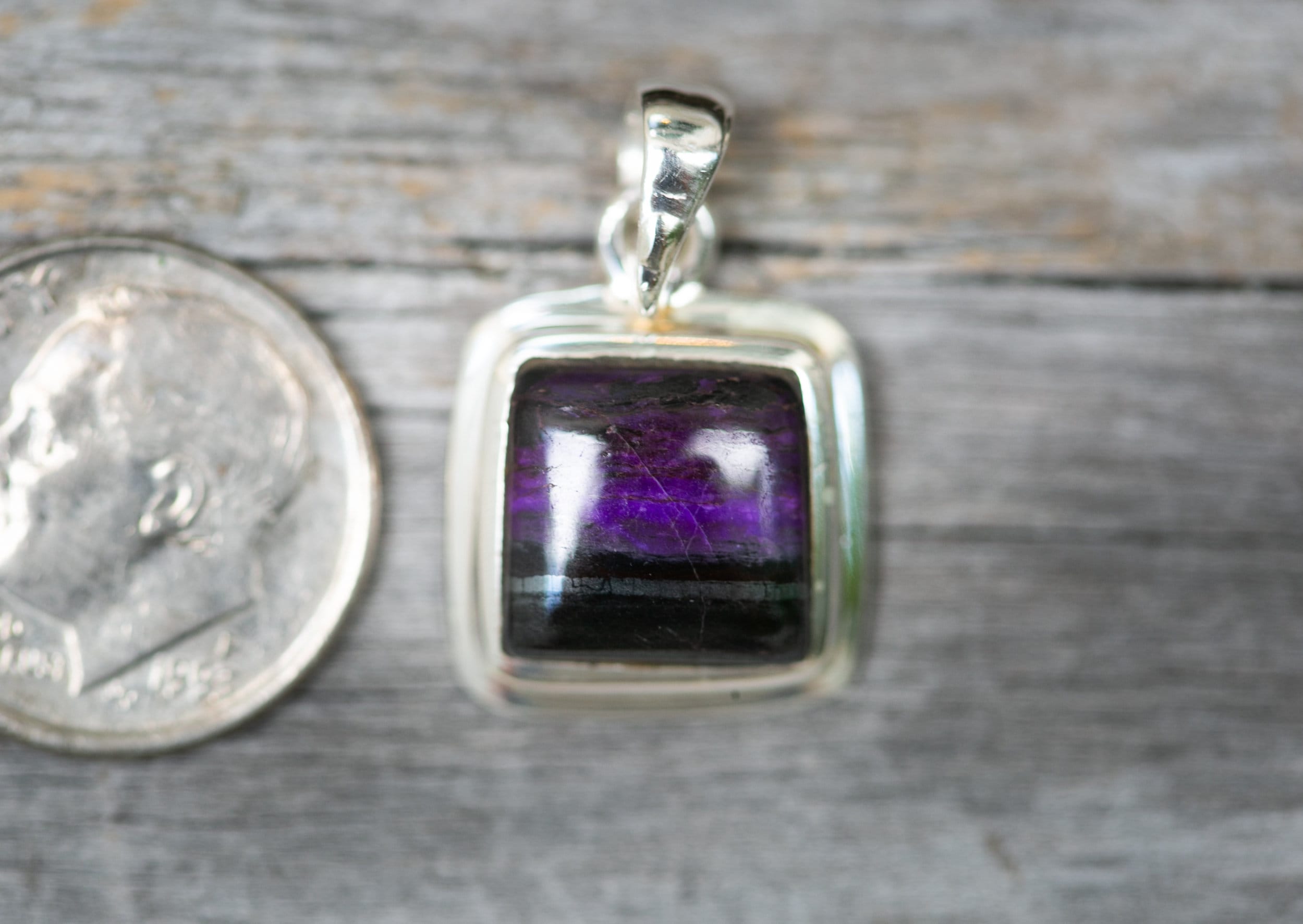 Sugilite 925 Sterling Silver Pendant - Striped Manganese Stone