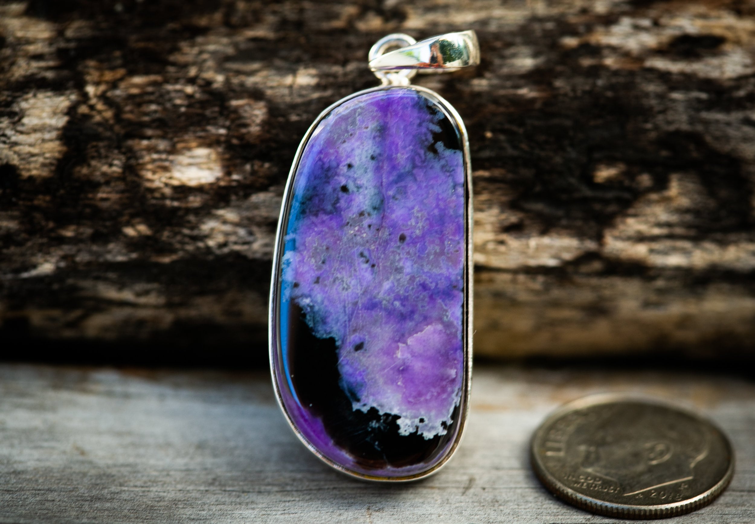 Sugilite 925 Sterling Silver Pendant - Manganese Stone Necklace