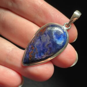 Beautiful “blue Sugilite” Pendant - Rare Blue Richterite - Handmade With Genuine Sugilite & Solid Sterling Silver - Shield Shape - Magical