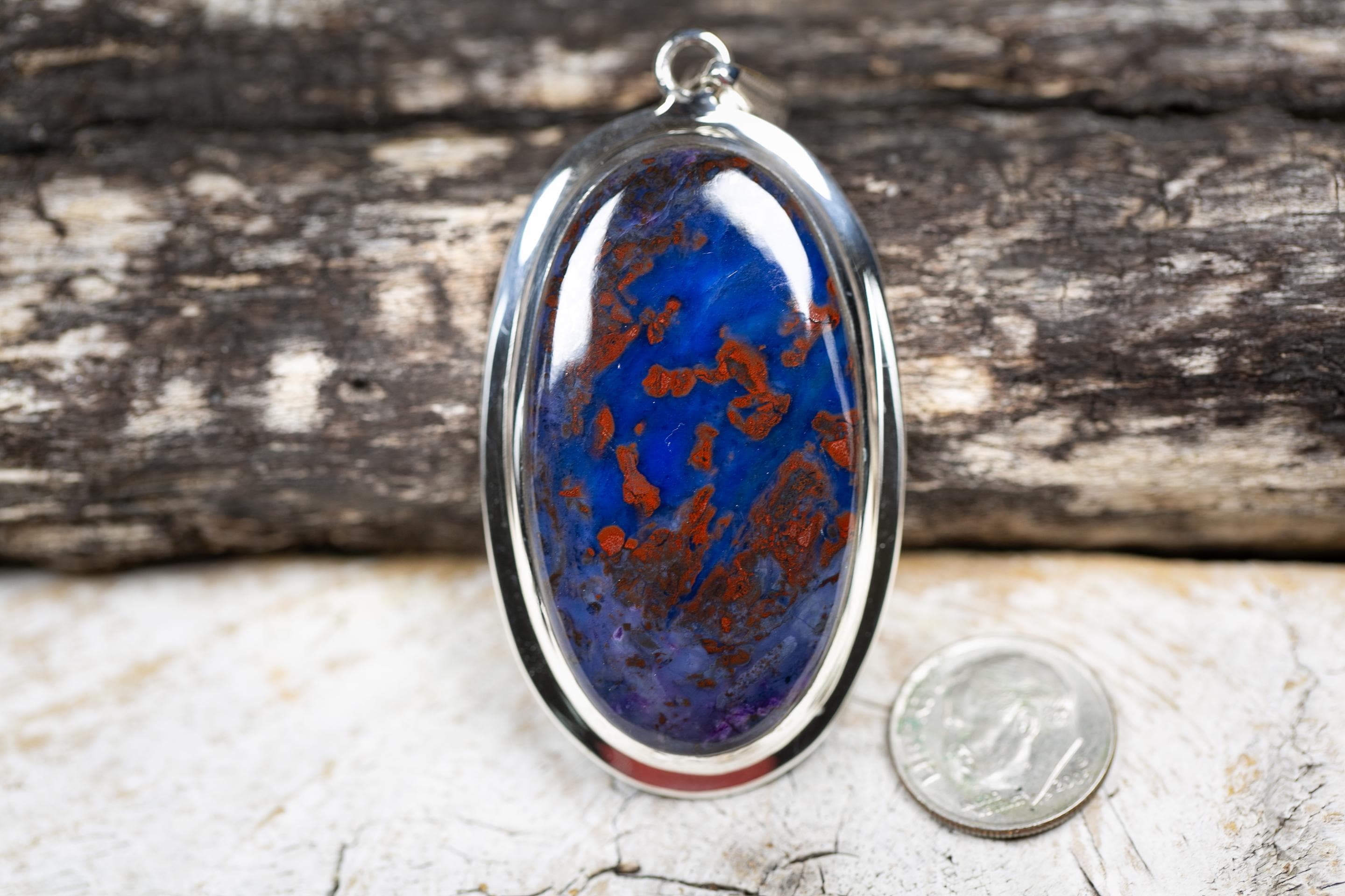 Blue Sugilite Pendant: 925 Sterling Silver Gemstone