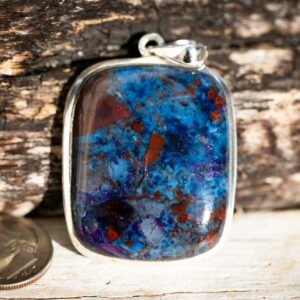 Blue Sugilite Pendant: Sterling Silver Richterite Gemstone