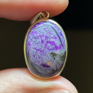 Bright Purple Sugilite Pendant - Handmade Solid Sterling Silver Setting - Genuine Sugilite - High Vibration Powerful Healing Stone