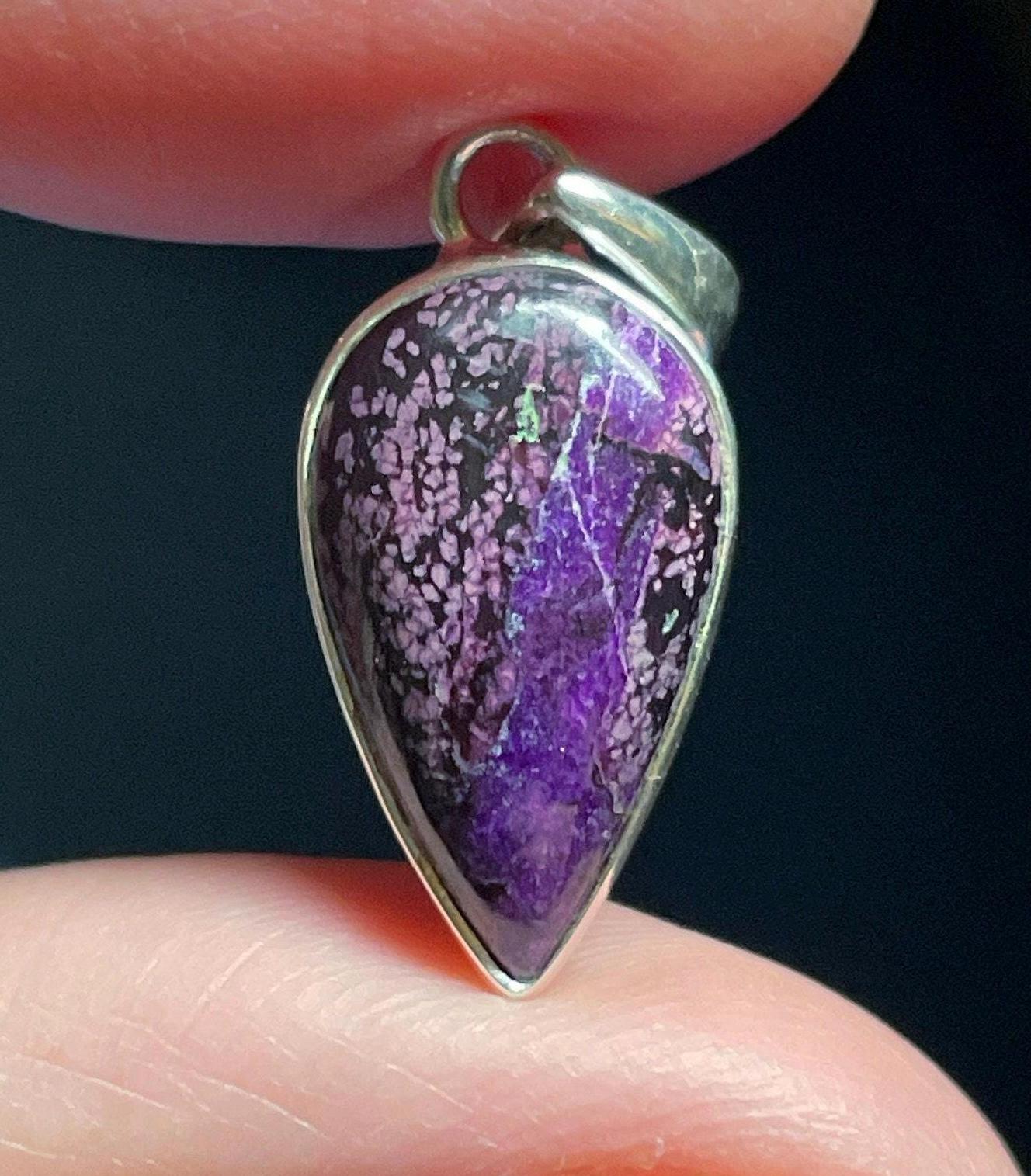 Dainty Sugilite Pendant - Gemstone For Protection- Handmade With Genuine Sugilite & Solid Sterling Silver - Energy Shield