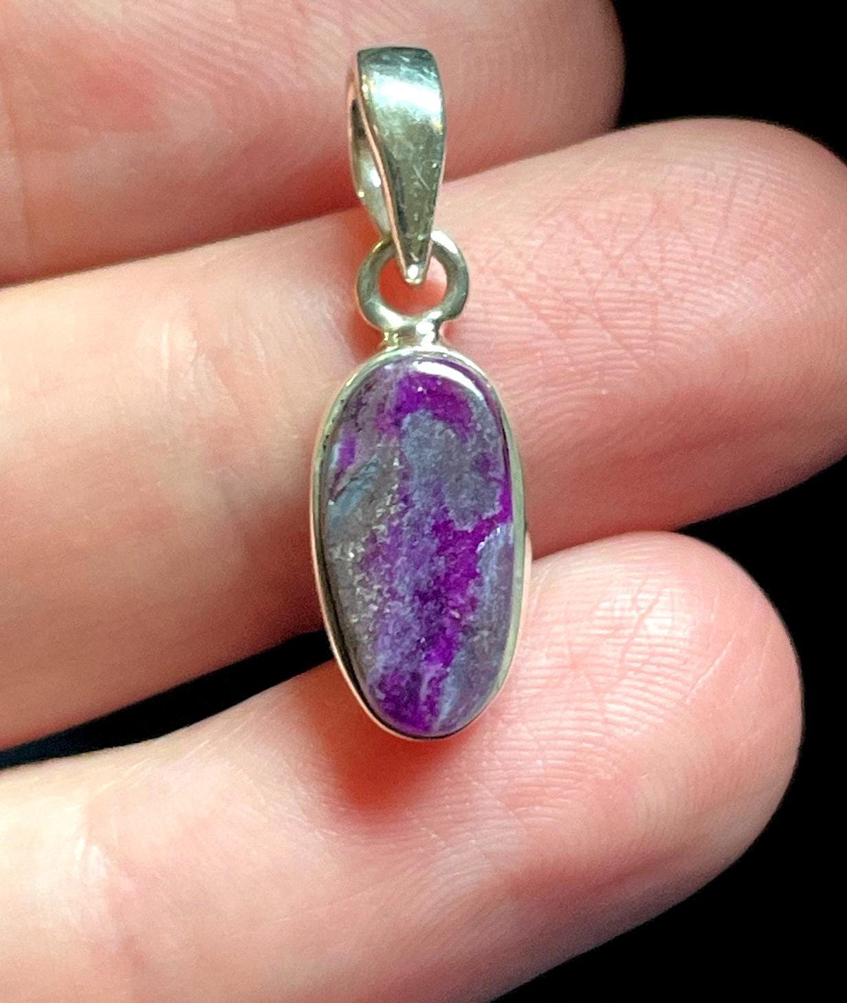 Dainty Sugilite Pebble Pendant - High Grade Translucent Gel - Genuine Sugilite - Handmade With Solid Sterling Silver - Self Love Crystal