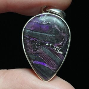 Dark & Stormy Sugilite Pendant - Rare Unique Formation - Handmade With Solid Sterling Silver And Genuine Sugilite - Purple Healing Energy