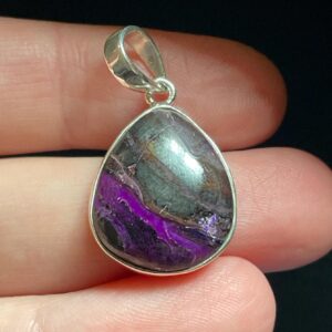 Sugilite Droplet Pendant - Pretty Purple Vein In Metallic Matrix - Genuine Sugilite - Handmade With Solid Sterling Silver - Healing Love