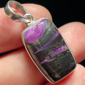 Gel Pocket Sugilite Pendant - Handmade With Genuine Sugilite & Solid Sterling Silver - Heart Healing Crystal