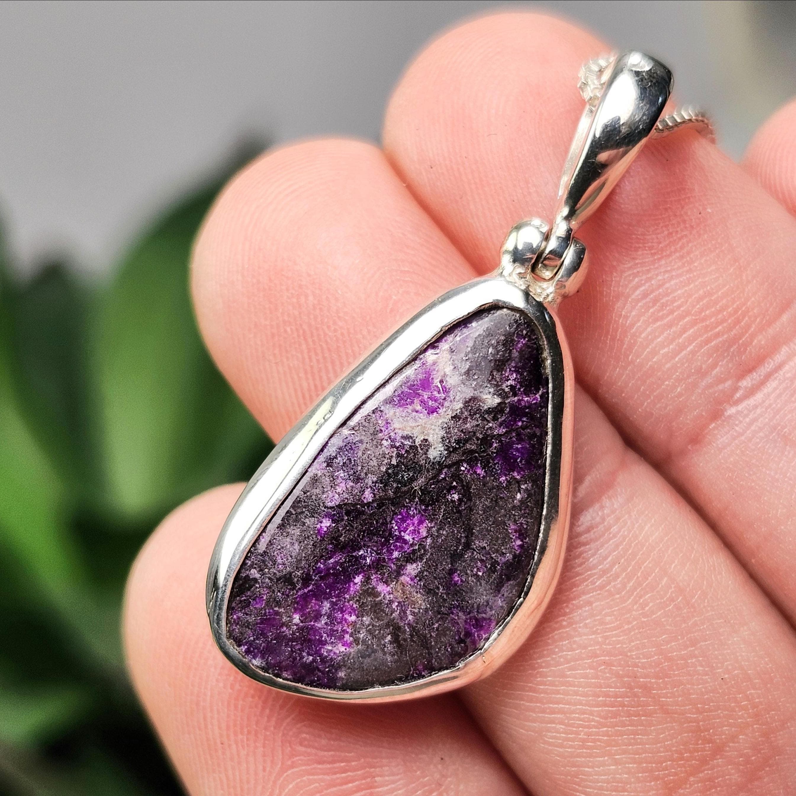 Gel Sugilite Pendant, Sterling Silver Sugilite Necklace - Purple Sugilite Jewelry