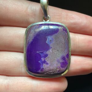Genuine Gel Sugilite Pendant - High Grade From South Africa Mine - Handmade With Sterling Silver Setting - Unique Patterns - Healing Crystal