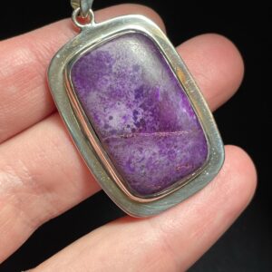 Genuine Sugilite Pendant - Gorgeous Natural Purple - Elegant Frame - Handmade With Solid Sterling Silver - Healing Love Crystal Necklace