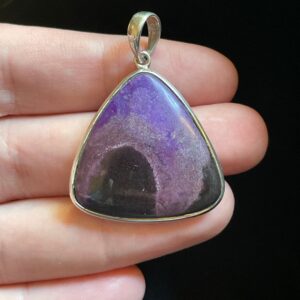 Large Genuine Sugilite Pendant - Natural Color - Mined In South Africa - Solid Sterling Silver Setting - Powerful Healing Crystal Necklace