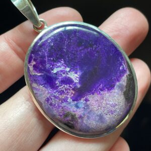Large Genuine Sugilite Pendant - Rare High Grade - Solid Sterling Silver Setting - Mined In South Africa - Beautiful Spiritual Healing Stone