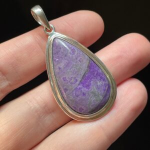 Lilac Sugilite Pendant - Beautiful Natural Purple Color And Patterns - Genuine Sugilite - Solid Sterling Silver Setting - Healing Crystal