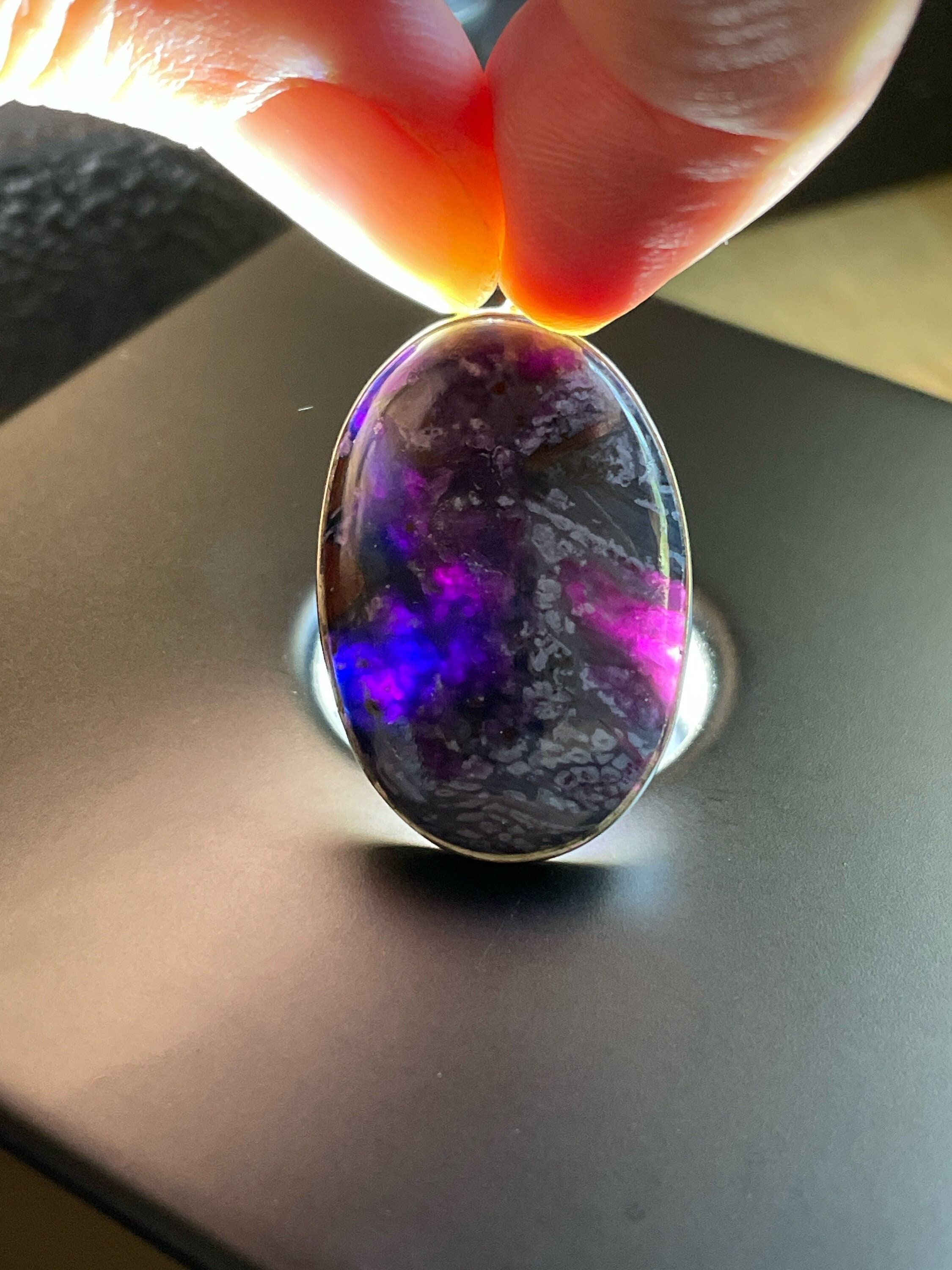 Magic Glow Sugilite Richterite Pendant - Rare Translucent Gel! - Solid Sterling Silver - Healing Love Crystal Necklace - Genuine Sugilite