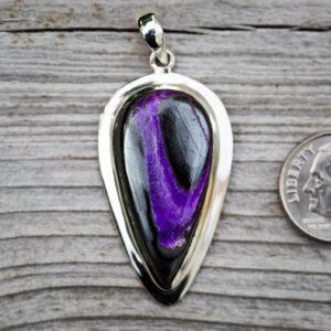 Sugilite & Manganese Sterling Silver Pendant