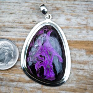 Sugilite & Manganese Pendant: Sterling Silver Gemstone Necklace