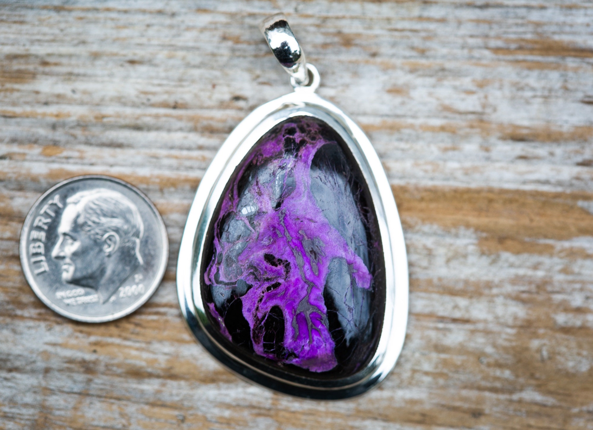 Sugilite & Manganese Pendant: Sterling Silver Gemstone Necklace