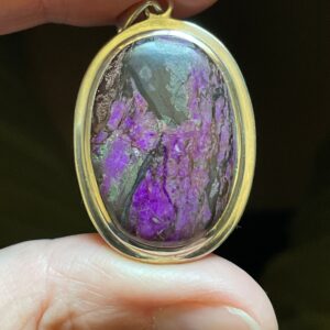 Natural Sugilite Pendant - Dramatic Bright Purple And Black - Handmade Solid Sterling Silver Setting - Powerful Spiritual Healing Crystal