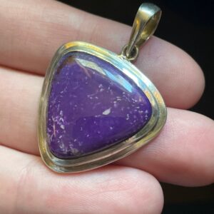 Natural Sugilite Pendant, Vibrant & Beautiful Purple! Set In Solid Sterling Silver, Triangle Shape, Genuine South African Sugilite, Healing