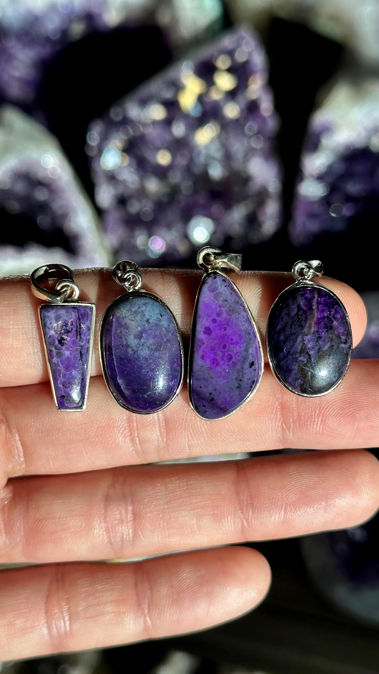 Sugilite Pendant Necklace, .925 Sterling Silver
