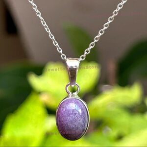 Sugilite Pendant: Oval Purple Gemstone, 925 Sterling Silver