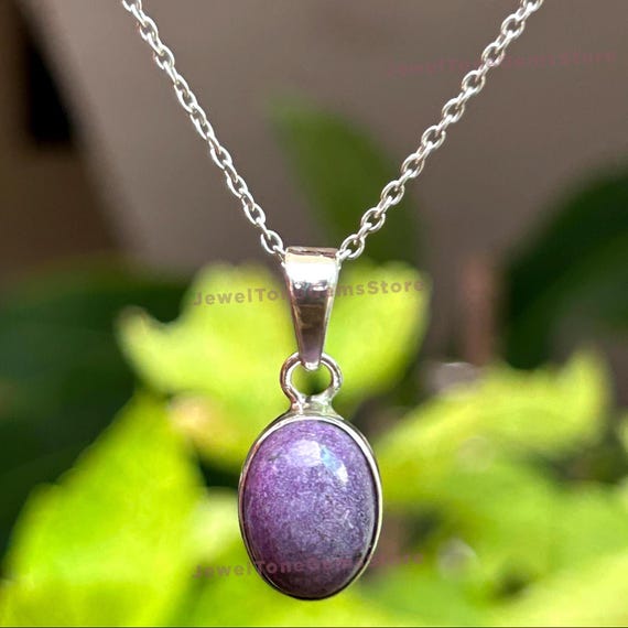 Sugilite Pendant: Oval Purple Gemstone, 925 Sterling Silver